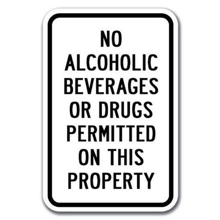 SIGNMISSION Safety Sign, 12 in Height, Aluminum, 18 in Length, Alcohol Free -No Alcoho A-1218 Alcohol Free -No Alcoho